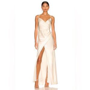 Shona Joy La Lune Cross Draped Maxi Dress - Cream US 6